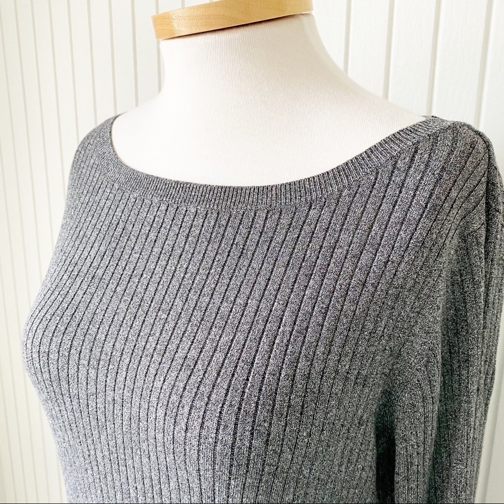 M&S Collection Gray (Grey) Ribbed Long Sleeve Sweater Top - Picture 8 of 8